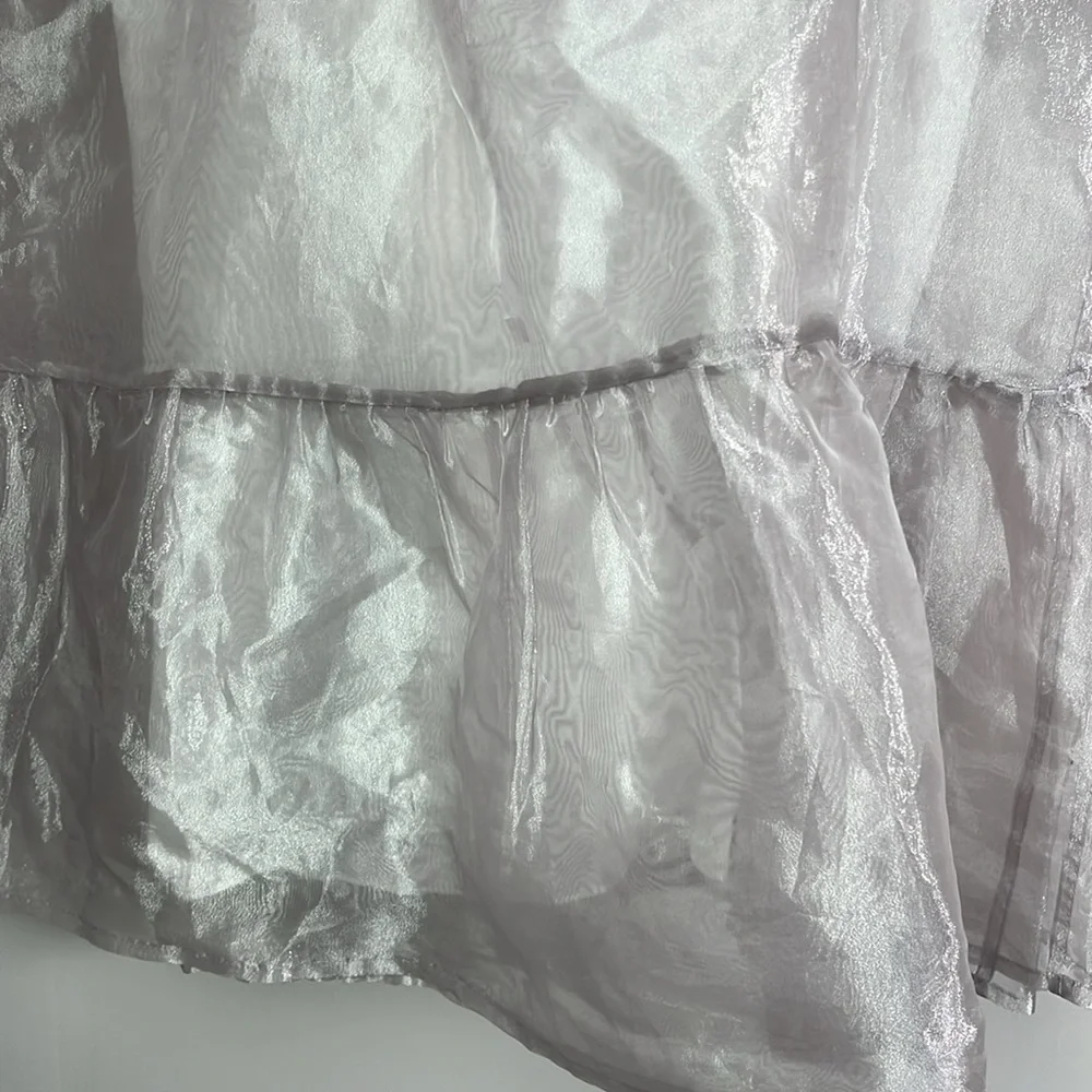 Douuod organza double layer silver tiered dress